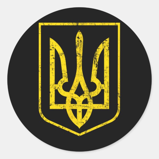 Coat Of Arms Of Ukraine 4  Classic Round Sticker (Front)