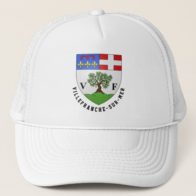 Coat of Arms of Villefranche-sur-Mer, France Trucker Hat (Front)