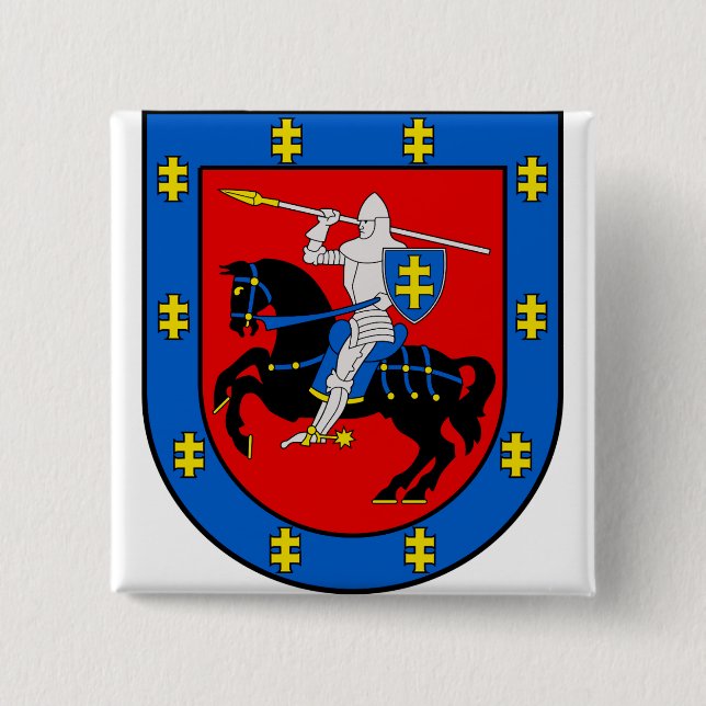 Coat of Arms of Vilnius County 15 Cm Square Badge (Front)