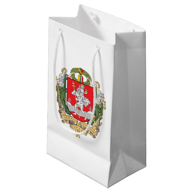 Coat of arms of Vilnius, Lithuania Small Gift Bag (Front Angled)