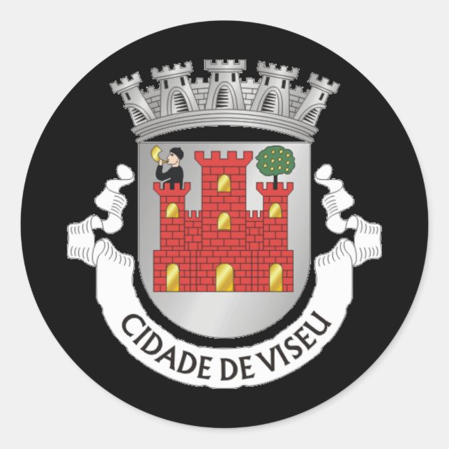 Coat of Arms of Viseu, PORTUGAL Classic Round Stic Sticker (Front)