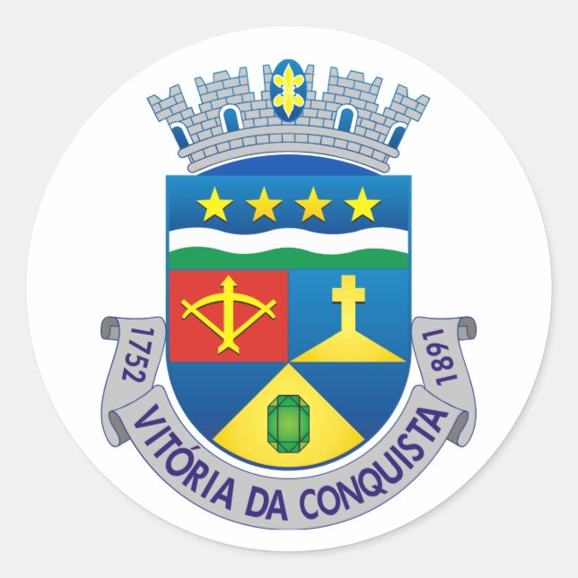 Coat of Arms of Vitória da Conquista (BRAZIL) Clas Classic Round Sticker (Front)