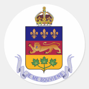 Coat of arms Québec Official Canada Heraldry Logo Classic Round Sticker