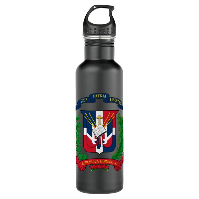 Coat of Arms Republica Dominicana Bandera Dominica 710 Ml Water Bottle (Front)