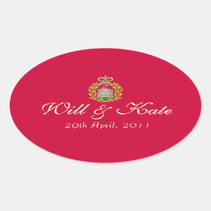 Coat of Arms Royal Will & Kate Sticker (Red)