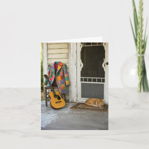 Coat of Many Colours with Guitar and Cat Card