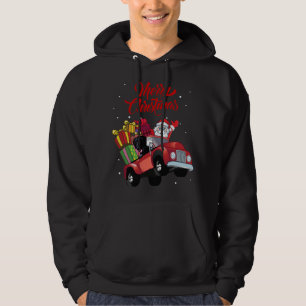 Coated Retriever With Santa Claus In Red Truck Hoodie