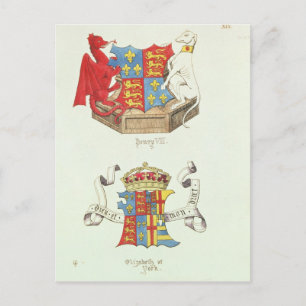 Coats of Arms of Henry VII and Elizabeth of York Postcard