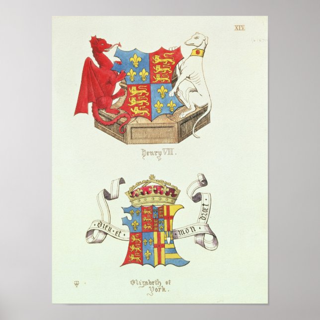 Coats of Arms of Henry VII  and Elizabeth of York Poster (Front)