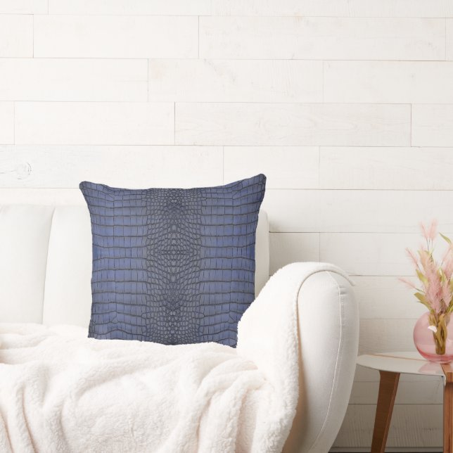 Cobalt Alligator Texture Print Cushion (Couch)