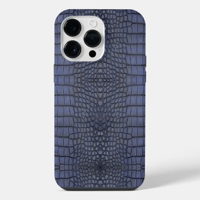 Cobalt Alligator Texture Print iPhone Case (Back)