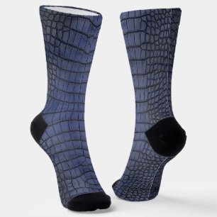 Cobalt Alligator Texture Print Socks