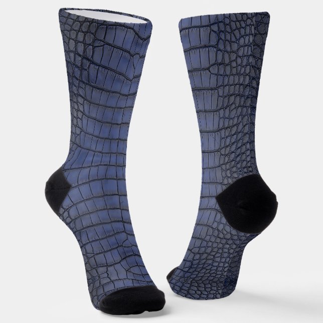 Cobalt Alligator Texture Print Socks (Angled)