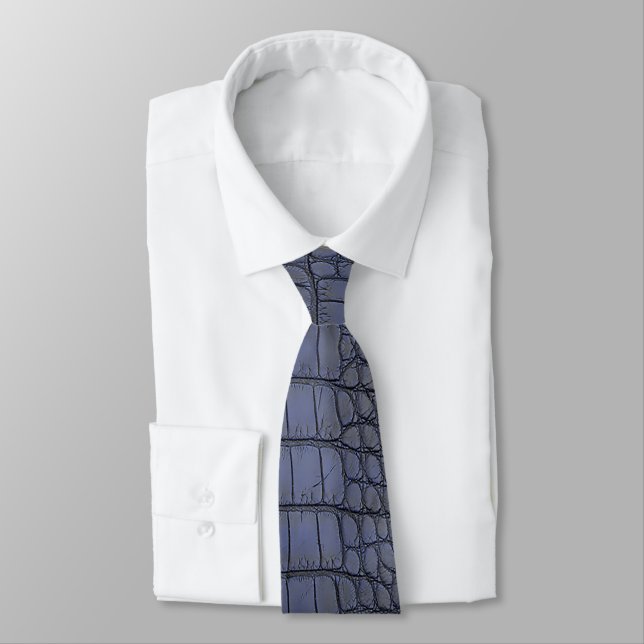 Cobalt Alligator Texture Print Tie (Tied)