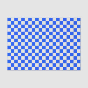 Cobalt and cream chequerboard pattern tissue paper