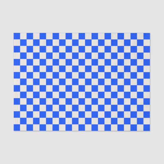 Cobalt and cream chequerboard pattern tissue paper (Front)