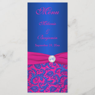 Cobalt and Fuchsia Damask Menu Card