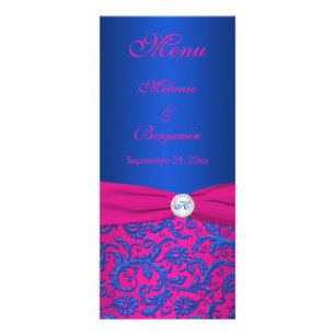 Cobalt and Fuchsia Damask Menu Card 2