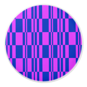 Cobalt and Magenta Abstract Stripes Dresser Drawer Ceramic Knob