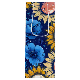 Cobalt Bloom Wine Gift Bag