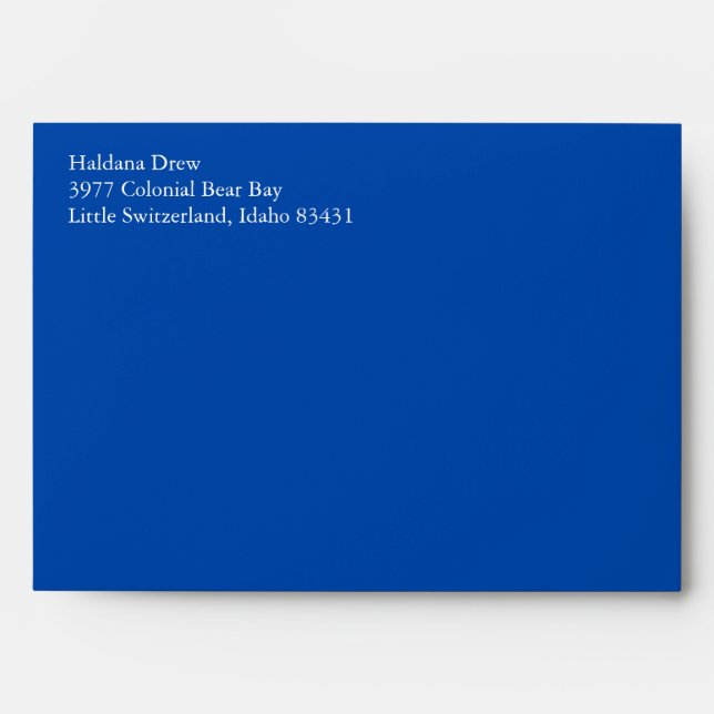 Cobalt Blue A7 5x7 Envelopes With Return Address (Front)