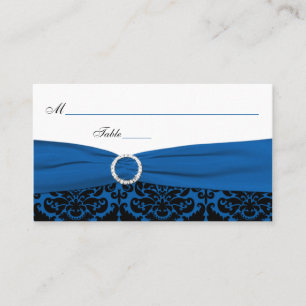 Cobalt Blue and Black Damask Place Cards