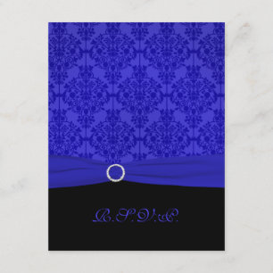 Cobalt Blue and Black Damask RSVP Card