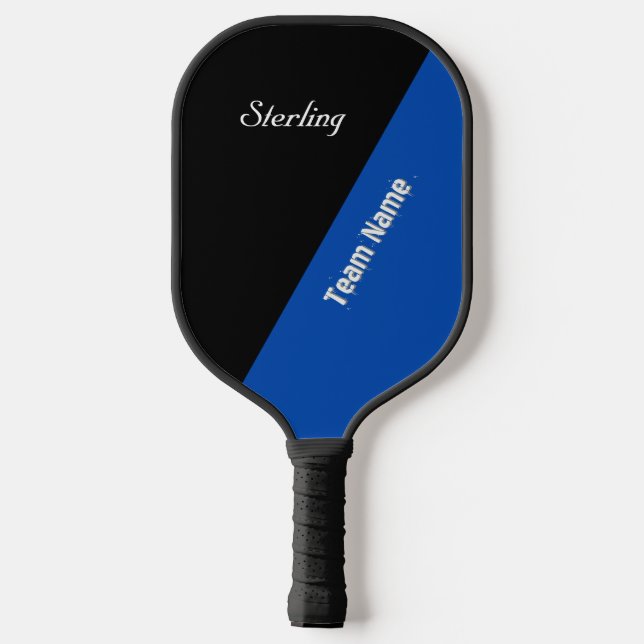 Cobalt Blue and Black with Two Text Areas Pickleball Paddle (Back)