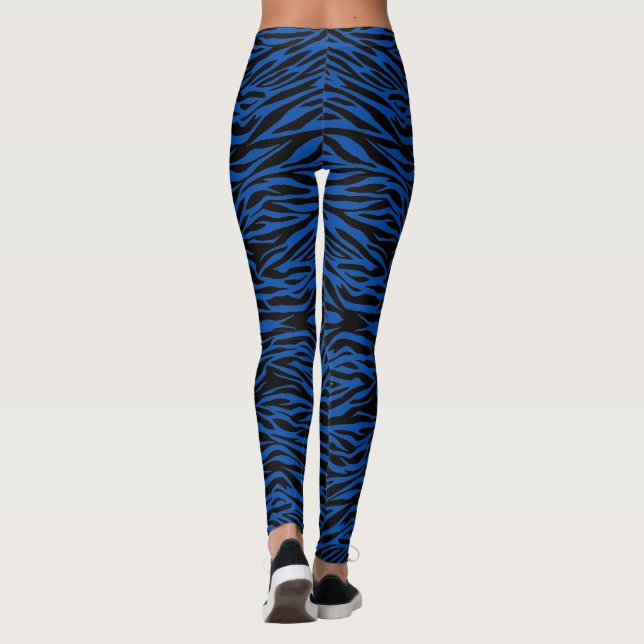 Cobalt blue and black zebra print  leggings (Back)
