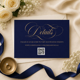Cobalt Blue and Gold Simple Wedding Enclosure Card