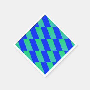 Cobalt Blue and Green Abstract Squares Napkin