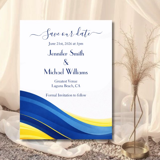 Cobalt Blue and Lemon Yellow Save The Date (Cobalt Blue and Lemon Yellow Save The Date)