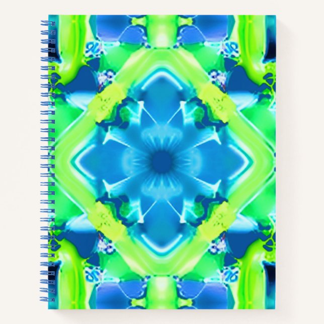 Cobalt Blue and Lime Green Tie Dye Pattern Journal (Front)