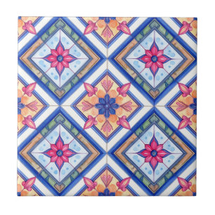 Cobalt Blue and Terracotta Mediterranean Tile