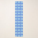 Cobalt Blue and White Batik Tile Pattern Long Scarf<br><div class="desc">Long scarf in a batik effect,  tilled pattern,  with abstract floral elements,  in shades of denim,  cobalt and sky blue against a white background</div>