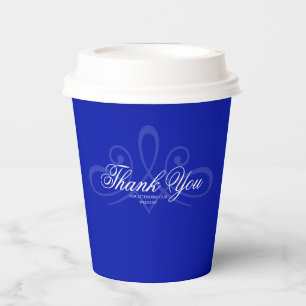 Cobalt blue and white paper cups