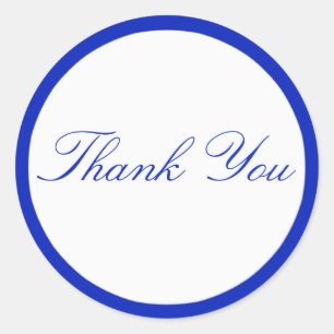 Cobalt Blue and White Thank You Sticker