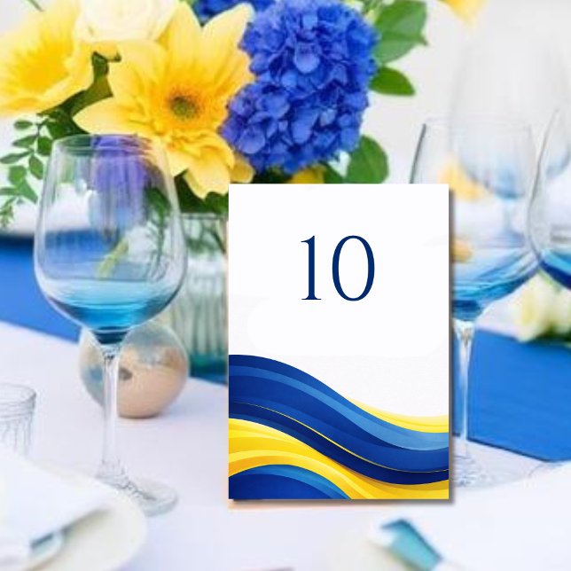 Cobalt Blue and Yellow Modern Wedding Table Number (Cobalt Blue and Yellow Modern Wedding Table Number)