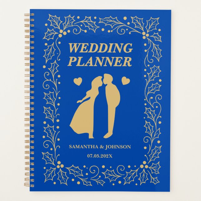 Cobalt Blue & Antique-Gold Luxury Wedding Planner (Front)