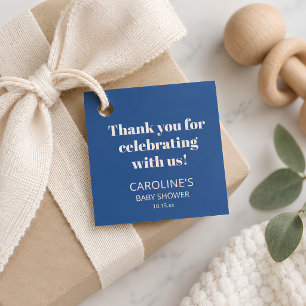 Cobalt Blue Baby Shower Thank You Modern Custom Favour Tags