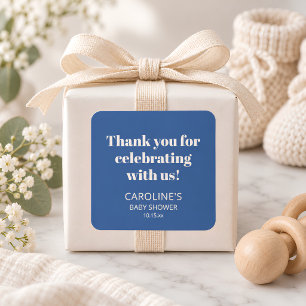 Cobalt Blue Baby Shower Thank You Modern Custom Square Sticker