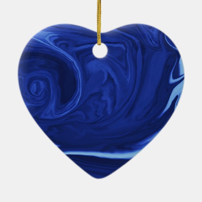 Cobalt blue background Textured Handmade Ceramic Tree Decoration (Back)
