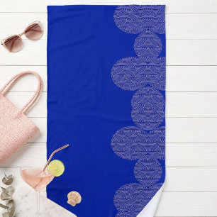 Cobalt Blue & Blush Pink Arches Geometric Pattern Beach Towel
