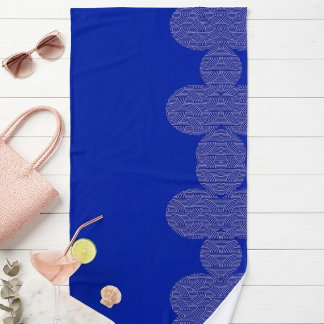 Cobalt Blue & Blush Pink Arches Geometric Pattern Beach Towel