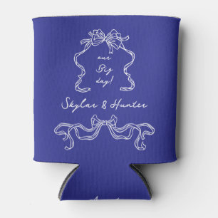 Cobalt Blue Boho Bow La Dolce Vita Retro Wedding Can Cooler
