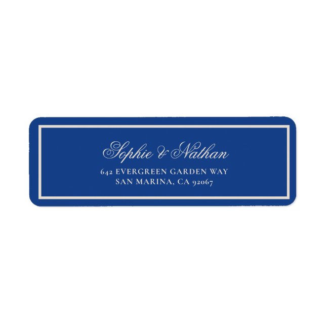 Cobalt Blue Calligraphy Return Address Label (Front)