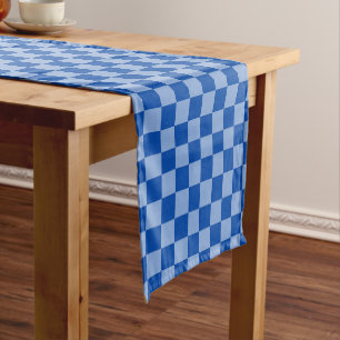 Cobalt Blue Chequerboard Short Table Runner