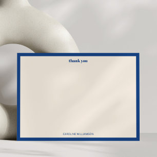 Cobalt Blue Cream Minimalist Classic Personalised Thank You Card