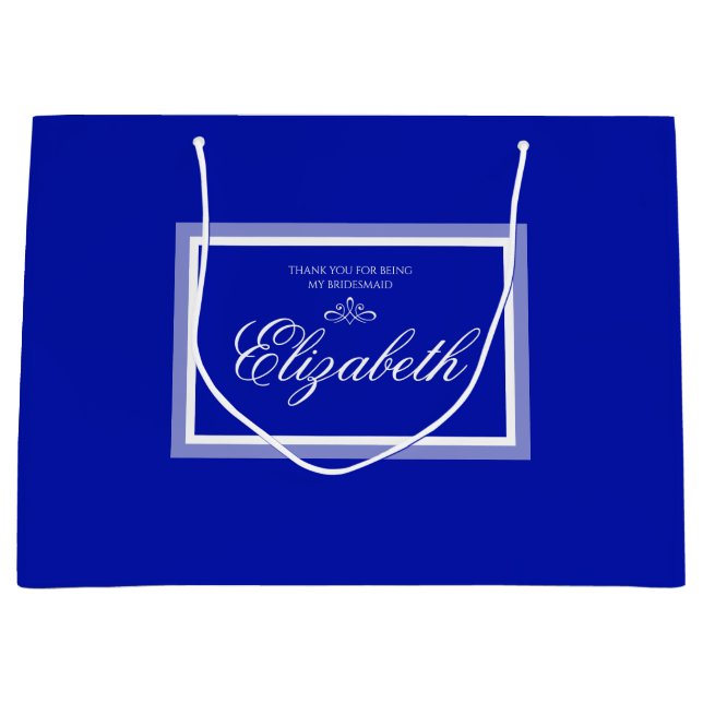 Cobalt blue customisable bridesmaid large gift bag (Front)