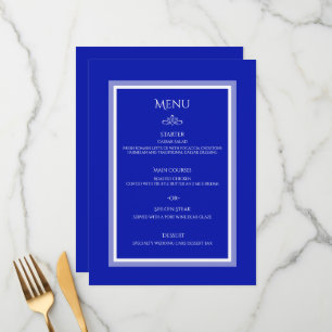 Cobalt blue customisable wedding flat menu